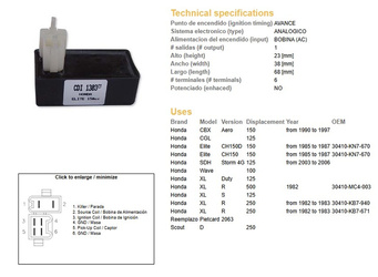 Dze moduł zapłonu cdi honda xl 500r`82, xl 250r`82-83, xl 125s
